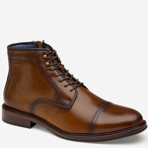 Johnston & Murphy Raleigh Tan Cap-Toe Boots in 9.5